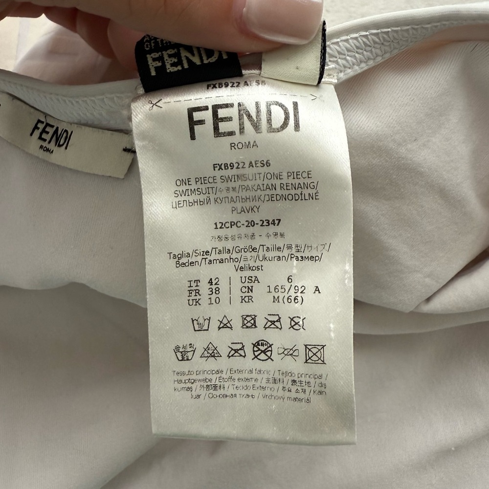 Fendi FF Raised Motif One Piece Bathing Suit in White Cream IT 42 US 6 Designer - Picture 7 of 14